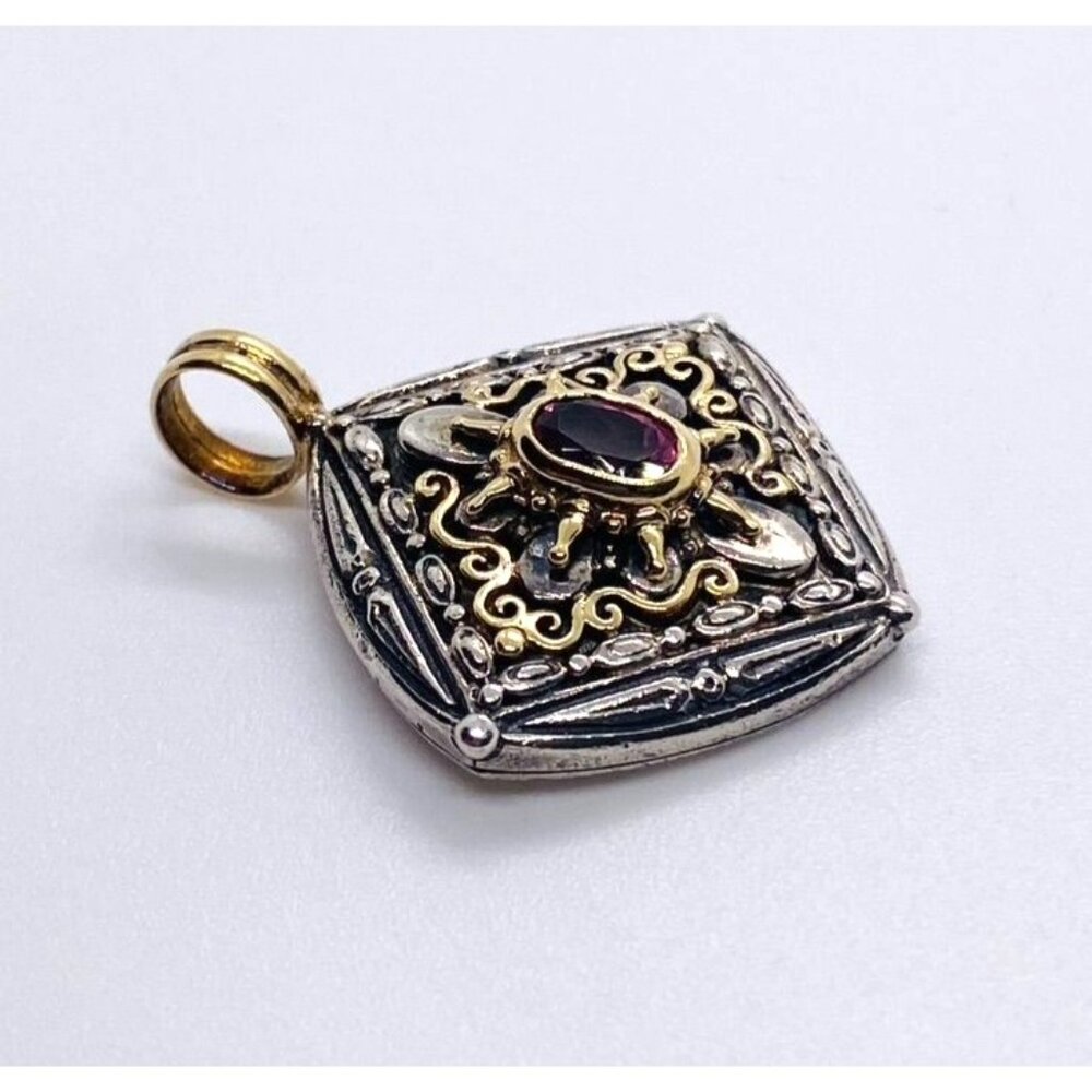 Konstantino 18K Gold Sterling Silver & Pink Stone Pendant Enhancer - Picture 3 of 7